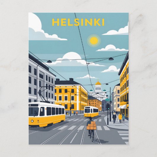 ヘルシンキの路面電車 – フィンランドの都会風景 ポストカード (正面)