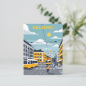 ヘルシンキの路面電車 – フィンランドの都会風景 ポストカード (スタンド正面)