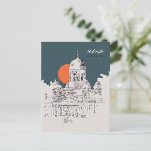 ヘルシンキフィンランドのヴィンテージ旅行都市へようこそ ポストカード (スタンド正面)