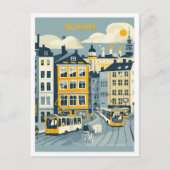 ヘルシンキフィンランドアートヴィンテージトラベルイラストレーション ポストカード (正面)