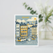 ヘルシンキフィンランドアートヴィンテージトラベルイラストレーション ポストカード (スタンド正面)