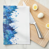 ヘルシンキフィンランドスカイラインブルー キッチンタオル (四つ折り)