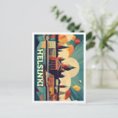 ヘルシンキフィンランドトラベル芸術的カラフル ポストカード (スタンド正面)