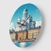 ヘルシンキフィンランドトラベル ラージ壁時計 (傾斜)