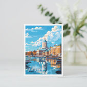 ヘルシンキフィンランドヴィンテージ旅行イラストレーション ポストカード (スタンド正面)