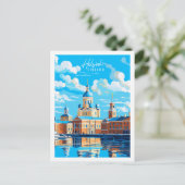 ヘルシンキフィンランドヴィンテージ旅行イラストレーション ポストカード (スタンド正面)