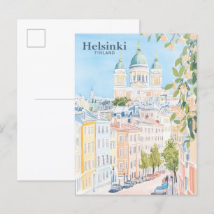ヘルシンキフィンランド絵を描グアッシュイラストレーション旅行 ポストカード