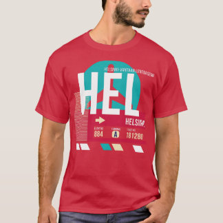 ヘルシンキフィンランドHELエアポートコードバゲージホテルラベル Tシャツ