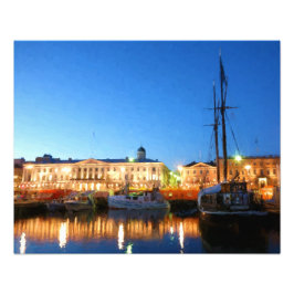 ヘルシンキマーケットスクエアボート夕べ フォトプリント           