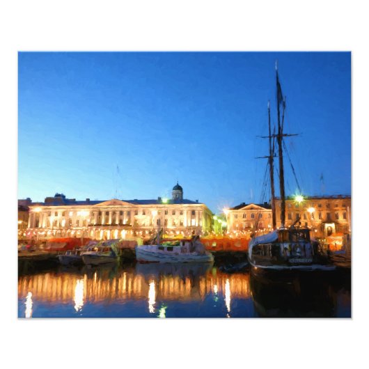 ヘルシンキマーケットスクエアボート夕べ フォトプリント            (正面)