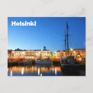 ヘルシンキマーケットスクエアボート夕べ ポストカード