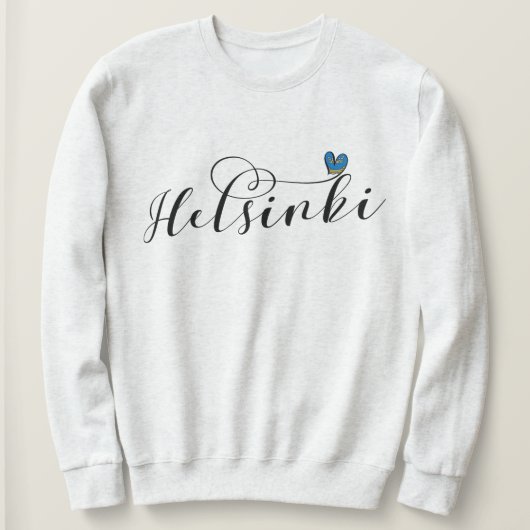 ヘルシンキ州旗ハート,フィンランド スウェットシャツ (デザイン正面)