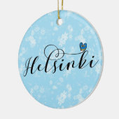 ヘルシンキ州旗ハート,フィンランド セラミックオーナメント (左)