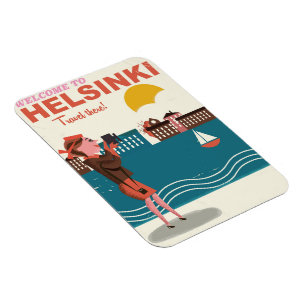 ヘルシンキ フィンランド ヴィンテージ 旅行 ポスター マグネット