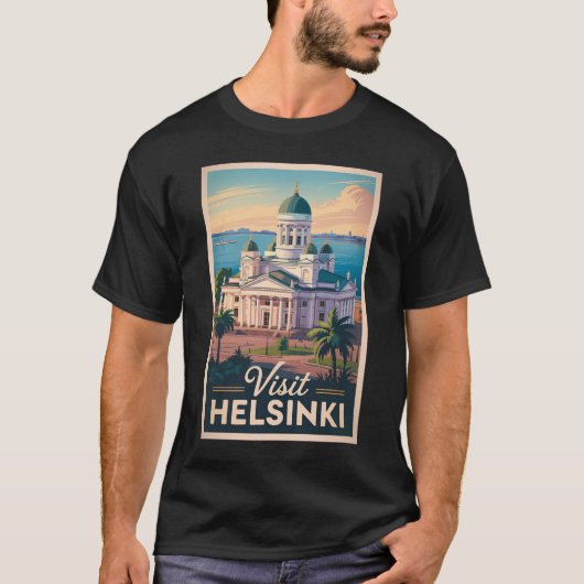 ヘルシンキ フィンランド 大聖堂 旅行 アート ヴィンテージ Tシャツ (正面)