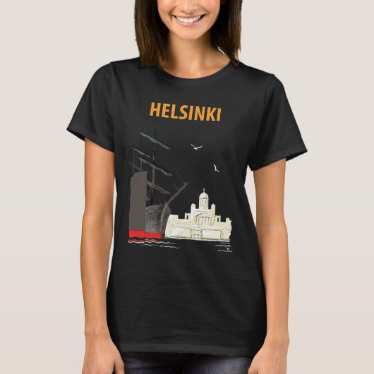 ヘルシンキ フィンランド 大聖堂 白い旅 Tシャツ (正面)