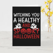 ヘルシーでハロウィン不気味の魔女 – かわいい カード (黄色い花)