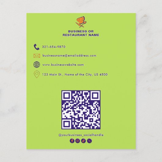 ヘルシーなフードメニューと価格リスト ヴィーガンレストラン チラシ (裏面)