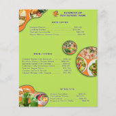 ヘルシーなフードメニューと価格リスト ヴィーガンレストラン チラシ (正面)