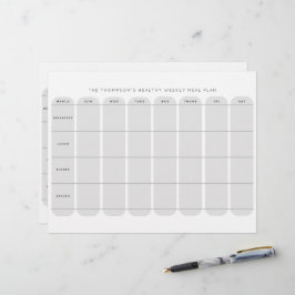 ヘルシーな週次食事計画テンプレート両面 レターヘッド