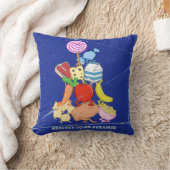 ヘルシーな食べ物のピラミッドおもしろい型の漫画イラストレーション クッション (ブランケット)