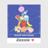 ヘルシーな食べ物のピラミッドおもしろい型の漫画イラストレーション シール (シート)
