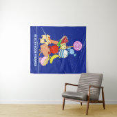 ヘルシーな食べ物のピラミッドおもしろい型の漫画イラストレーション タペストリー (インサイチュ(横))