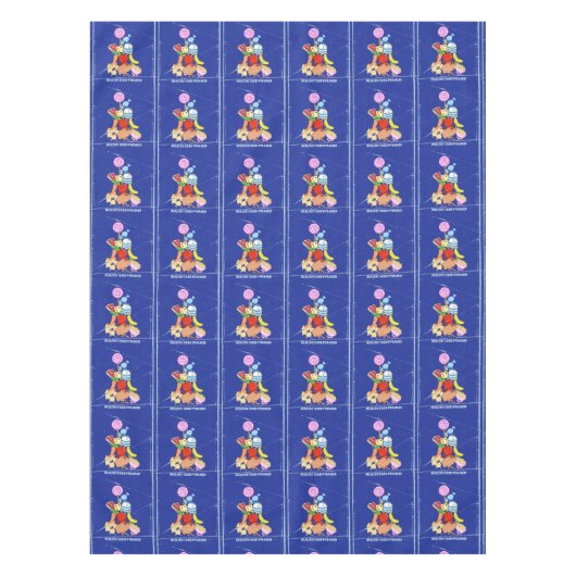 ヘルシーな食べ物のピラミッドおもしろい型の漫画イラストレーション テーブルクロス (正面)