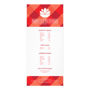 ヘルシーサラダ野菜ケータリングメニュー赤 ラックカード