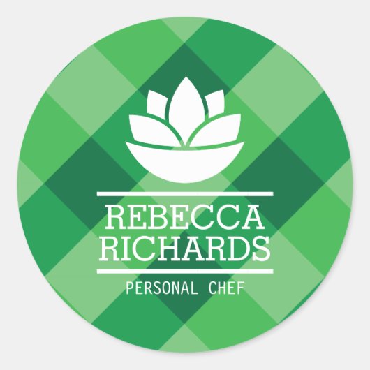 ヘルシーサラダ野菜ケータリングロゴグリーン ラウンドシール (正面)