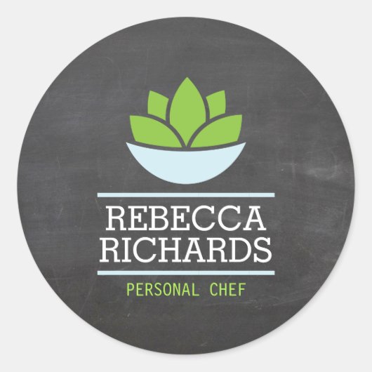 ヘルシーサラダ野菜ケータリングロゴシャルボード ラウンドシール (正面)