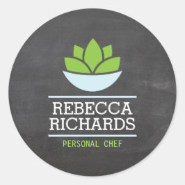 ヘルシーサラダ野菜ケータリングロゴシャルボード ラウンドシール