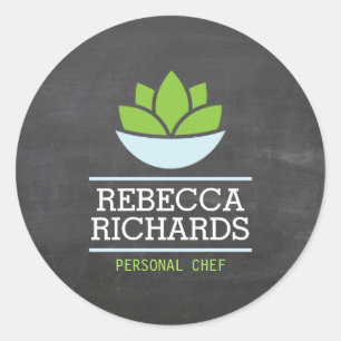 ヘルシーサラダ野菜ケータリングロゴシャルボード ラウンドシール