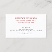 ヘルシーサラダ野菜ケータリングロゴレッド 名刺 (裏面)