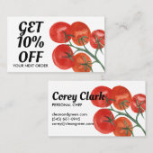 ヘルシーシェフ栄養士トマト水彩 割引カード (正面/裏面)