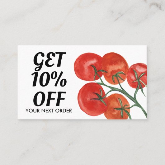 ヘルシーシェフ栄養士トマト水彩 割引カード (正面)