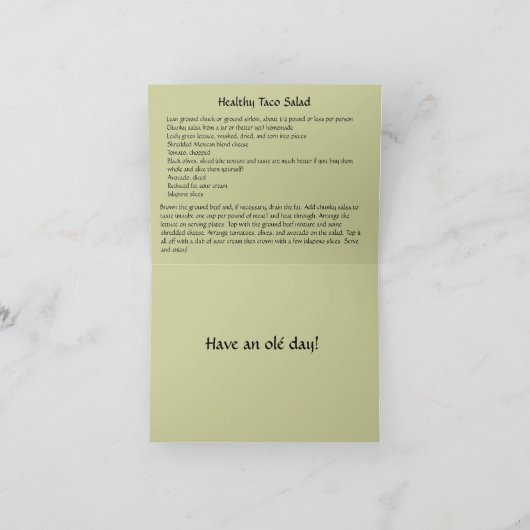 ヘルシータコサラダレシピノートカード シーズンカード (内部)