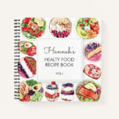 ヘルシーフード水彩レシピ料理本 ノートブック (正面)