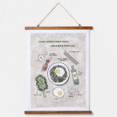 ヘルシーブレックファーストパスタレシピイラストレーション 吊り下げ型タペストリー (正面)