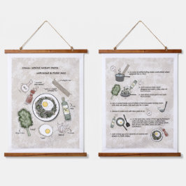 ヘルシーブレックファーストパスタレシピイラストレーション 吊り下げ型タペストリー