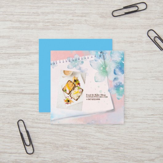 ヘルシーブレッドブレックファースト食品、ベーカーの名刺 スクエア名刺 (正面/裏面インサイチュ)