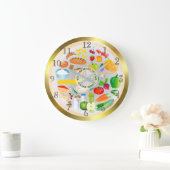ヘルシ食べーフードグループキッチンラウンドCL ラージ壁時計 (ホーム)