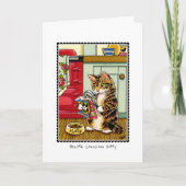 ヘルシ食べ物ーの可愛い猫の絵画折りカスタム畳み カード (正面)