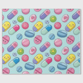 ヘルスケアおよび薬局の笑顔のカプセル ラッピングペーパー (フラット)