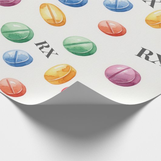 ヘルスケアおよび薬局カラフルのRXピル ラッピングペーパー (角)