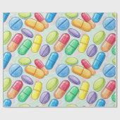 ヘルスケアおよび薬局カラフルカプセル ラッピングペーパー (フラット)