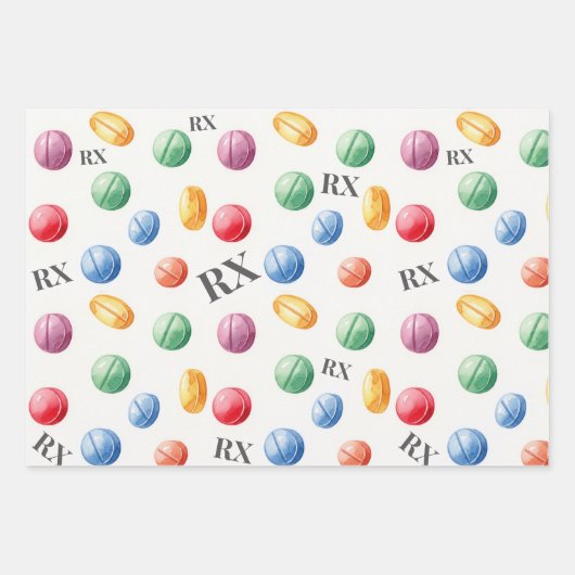ヘルスケアおよび薬局カラフル用RX ラッピングペーパーシート (正面3)