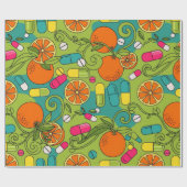 ヘルスケアおよび薬局レトロオレンジ ラッピングペーパー (フラット)