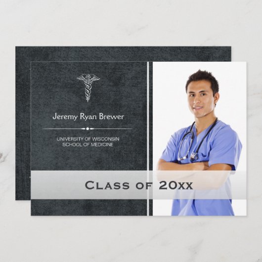 ヘルスケアの医学の卒業の写真の発表 案内状 (正面/裏面)