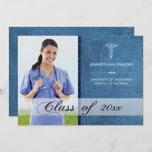 ヘルスケアの医学の卒業の写真の発表 案内状 (正面/裏面)